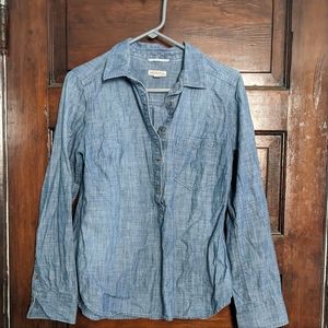 Merona Chambray Long Sleeve Half Button Shirt, size M